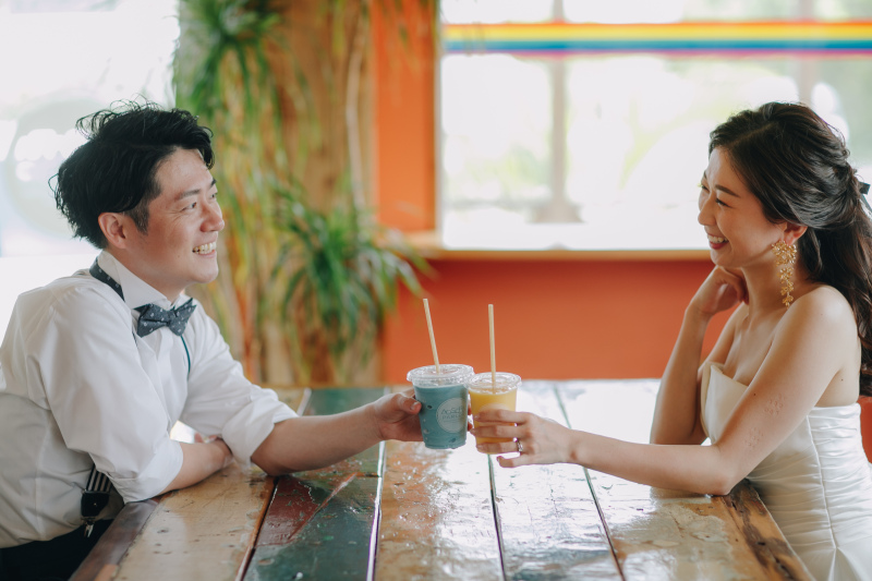 休憩は冷たいスムージーで乾杯