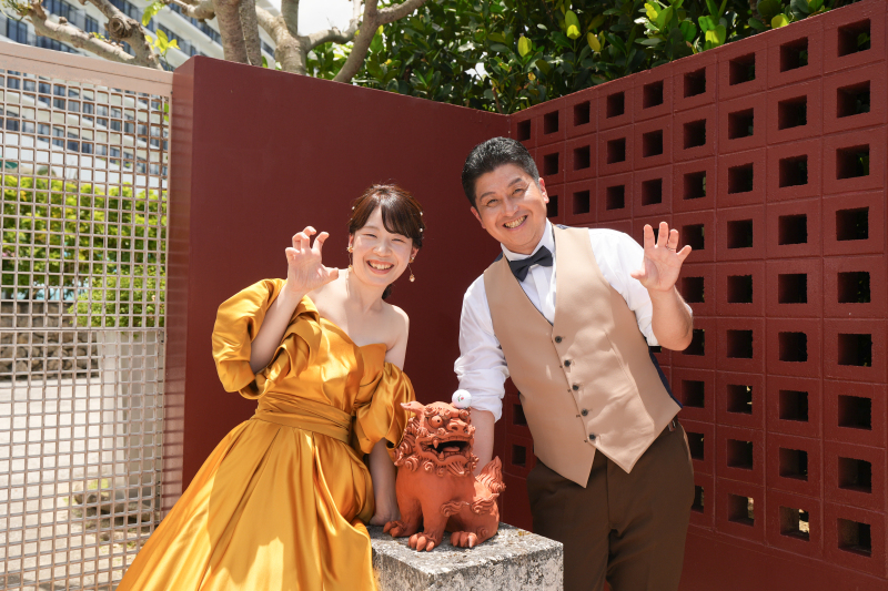 ラストショットはシーサーと