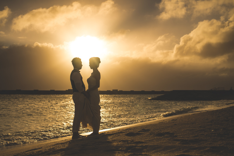 夕陽に映るふたり