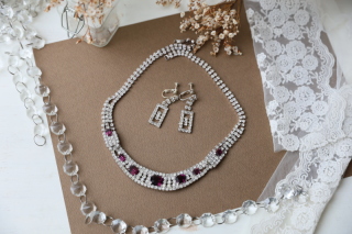 【アクセサリー】アメジストのキラキライヤリング＆ネックレス