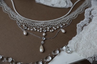 【アクセサリー】レースとドロップパールのネックレス