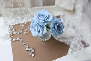 【ヘッドフラワー】水色のローズ