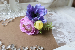 【ヘッドドレス】パープル系フラワーのヘッドドレス