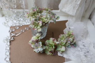 【ヘッドフラワー】グリーン系アンティークカラーのあじさい