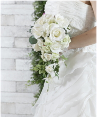 【ブーケ】ウェディング用ブーケ（ホワイト×グリーン）