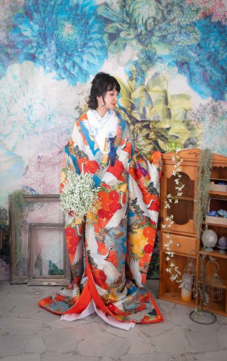 コバルトブルー色打掛