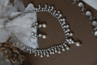 【アクセサリー】パールとストーンのイヤリング＆ネックレス