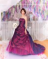 ワインパープルのAラインドレス