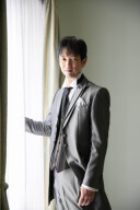 ダークグレー　ストライプタキシード