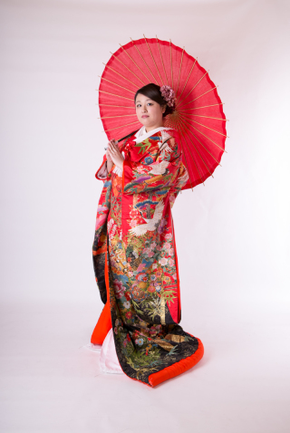 赤相良刺繍色打掛