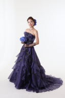 大人のネイビーパープルAラインドレス