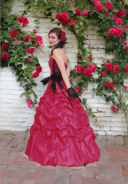 華やかローズレッドのAラインドレス