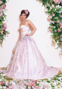 ペールピンク×グレーのAラインドレス