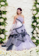 パープルと黒のチュールプリンセスドレス