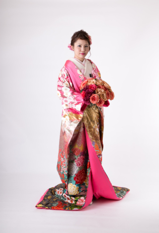 桜ピンクの色打掛