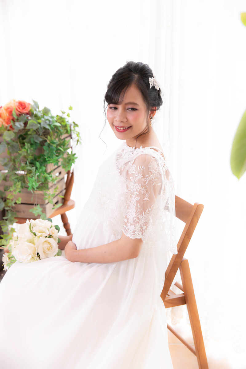 オーガンジーのマタニティドレス♡