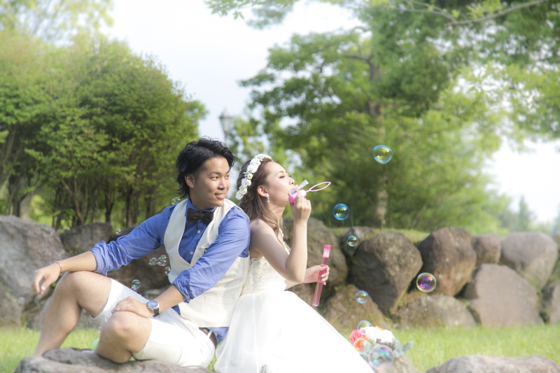 シャボン玉で幻想的なフォトに♪