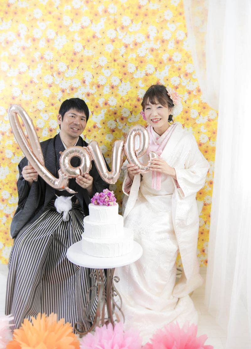 イエローのお花の背景で♪