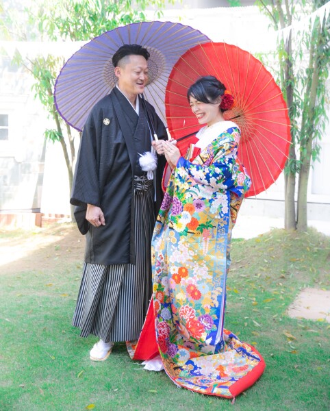 和装でもガーデンでプチロケーション撮影