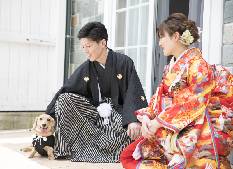 大切な愛犬も一緒に撮影♪