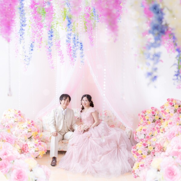 二着目はくすみピンクのカラードレス♡