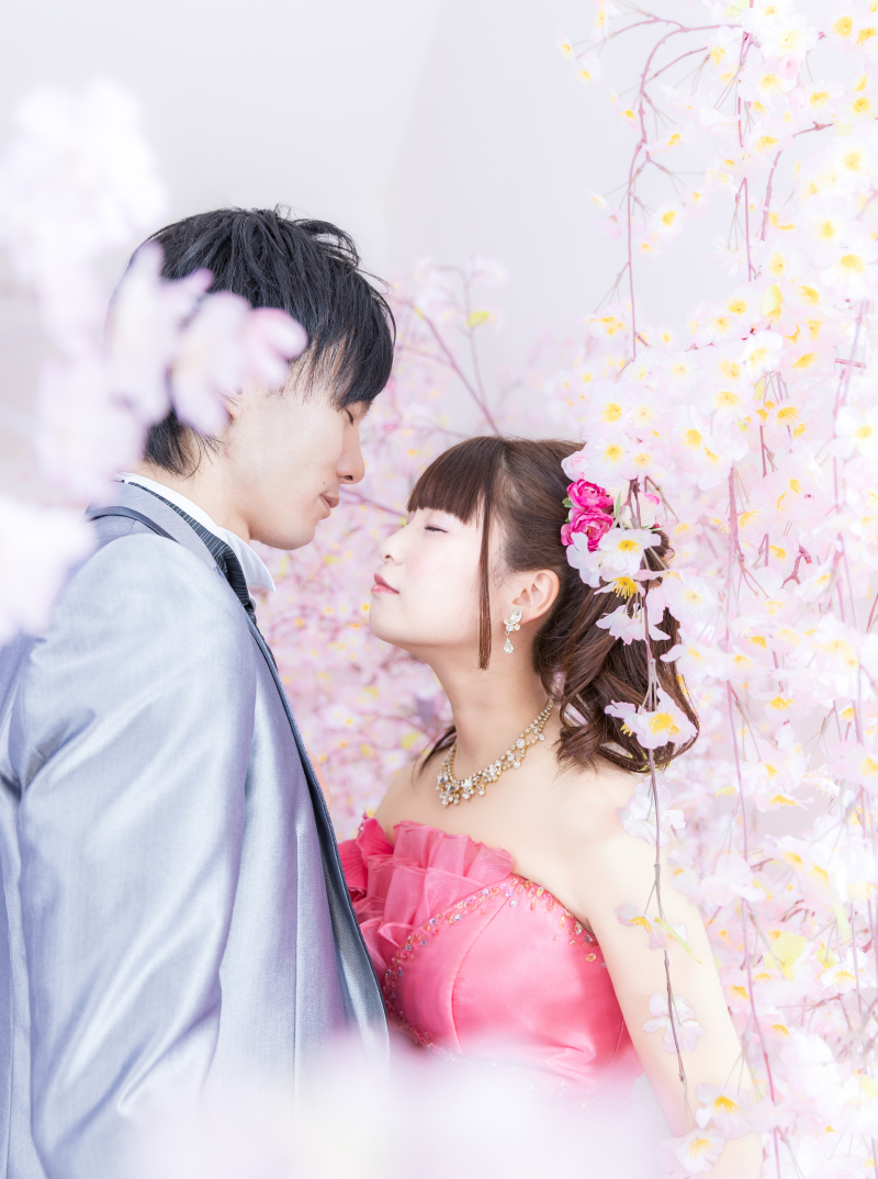 淡いピンクの桜に囲まれて幻想的に♪