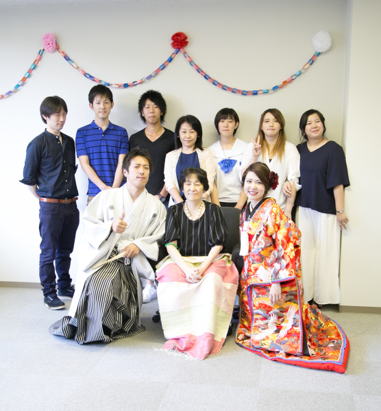 入院中のお母さんと、家族写真も