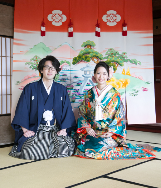 お母さんの花嫁のれんの前で撮影♪