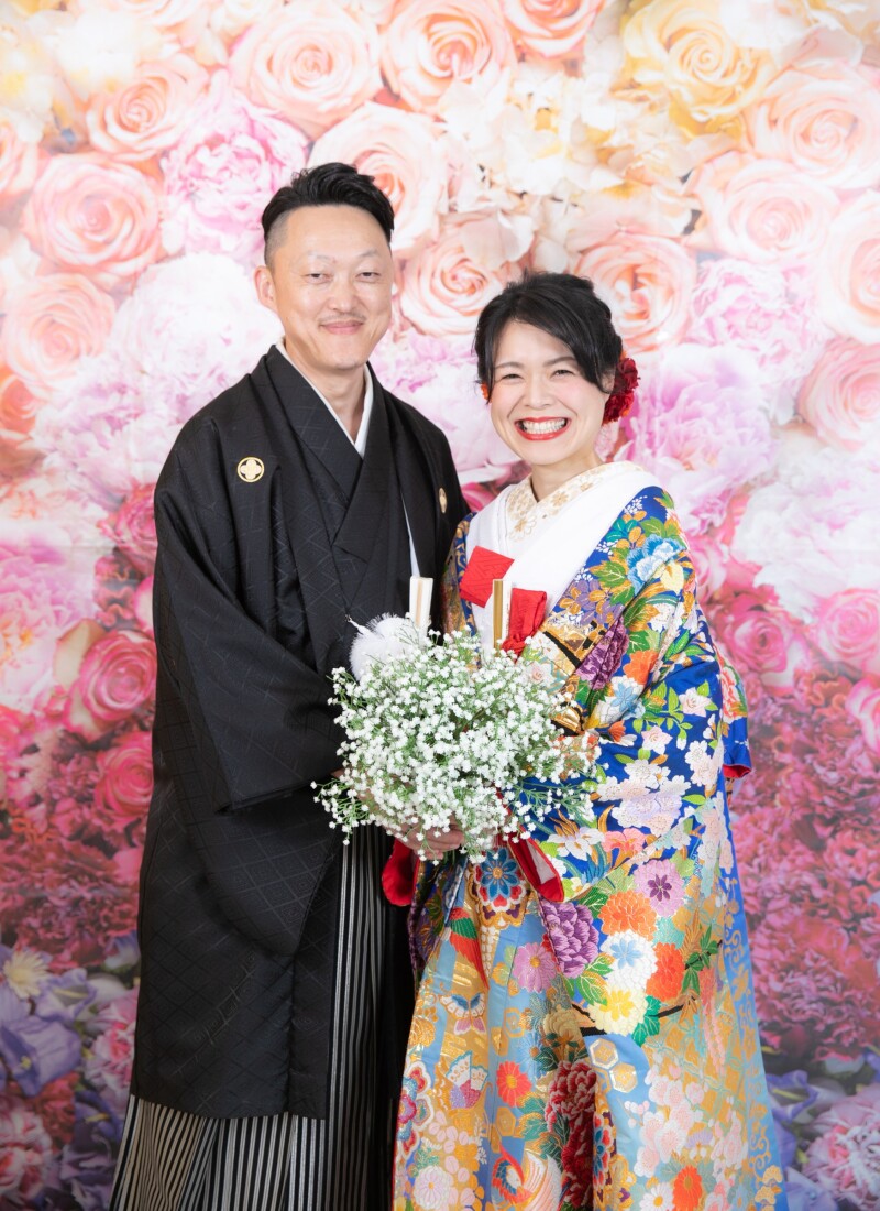 和装はブルーの色打掛で♪