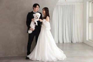韓国風フォトウェディングでペットと撮影