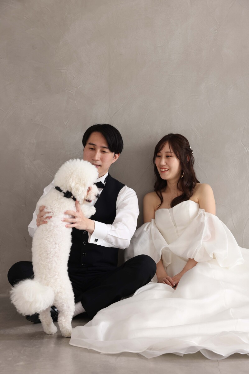 お二人とペットさんの自然なショット