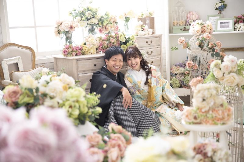 パステルブルー色打掛