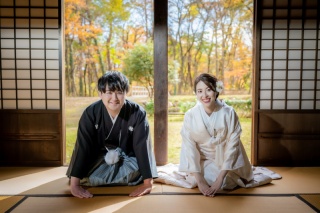 ウエディングドレス クロエ_秋撮影　和装ロケーションフォト