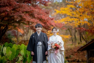 ウエディングドレス クロエ_秋撮影　和装ロケーションフォト