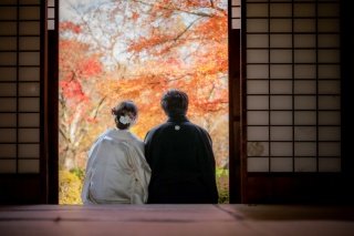 ウエディングドレス クロエ_秋撮影　和装ロケーションフォト