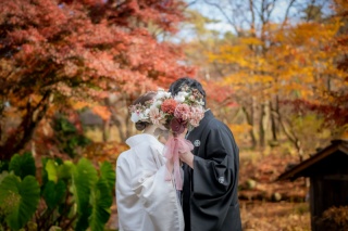 ウエディングドレス クロエ_秋撮影　和装ロケーションフォト