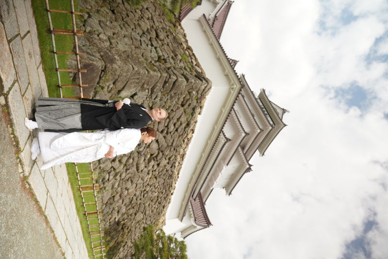 鶴ヶ城をバックに！