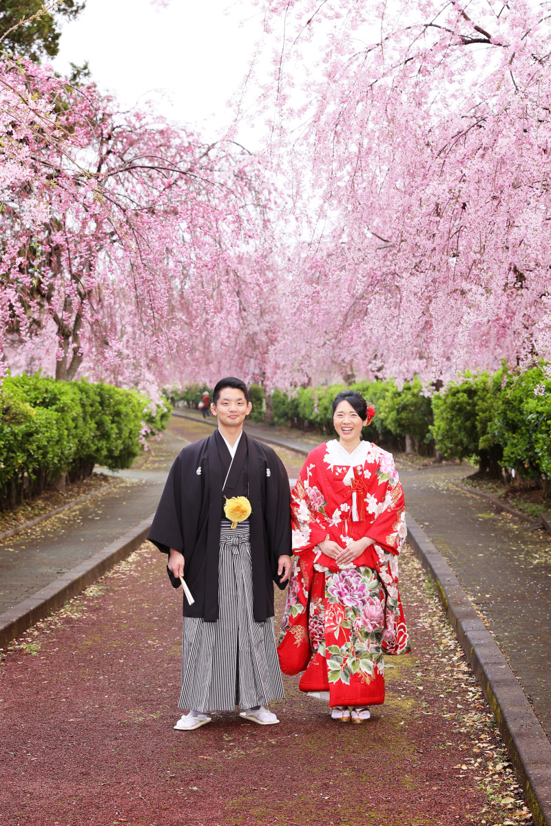 枝垂桜で撮影スタート♪