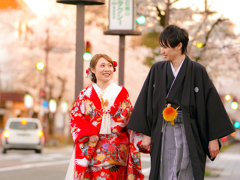 城下町を仲良く散歩