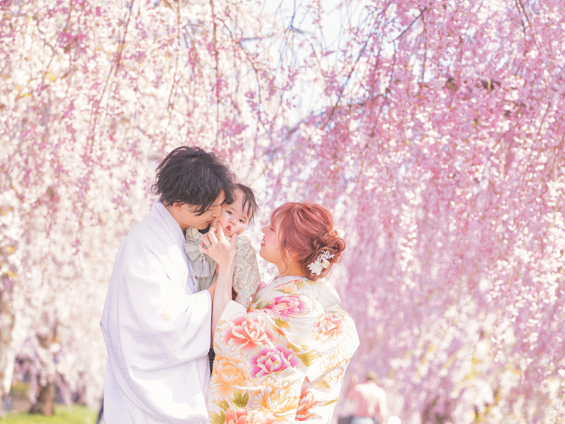 桜ロケーション！！白無垢＆色打掛 和装２着 ロケーション