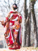 鶴針松に牡丹（OWS-000021）