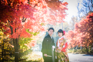 紅葉シーズンの山梨和装ロケ♡