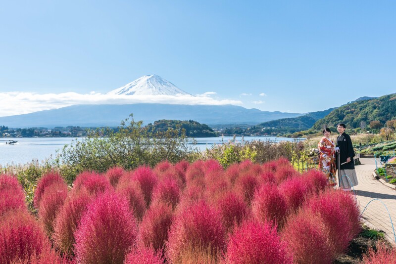 和装*色打掛撮影|紅葉と富士山