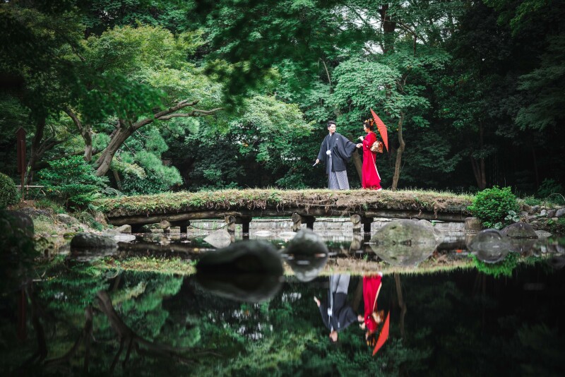 《和装１着》日本庭園｜トップフォトグラファー撮影 / 明るさ・色補正済 全データ＆レタッチ写真10カット付＋選べるアルバム特典