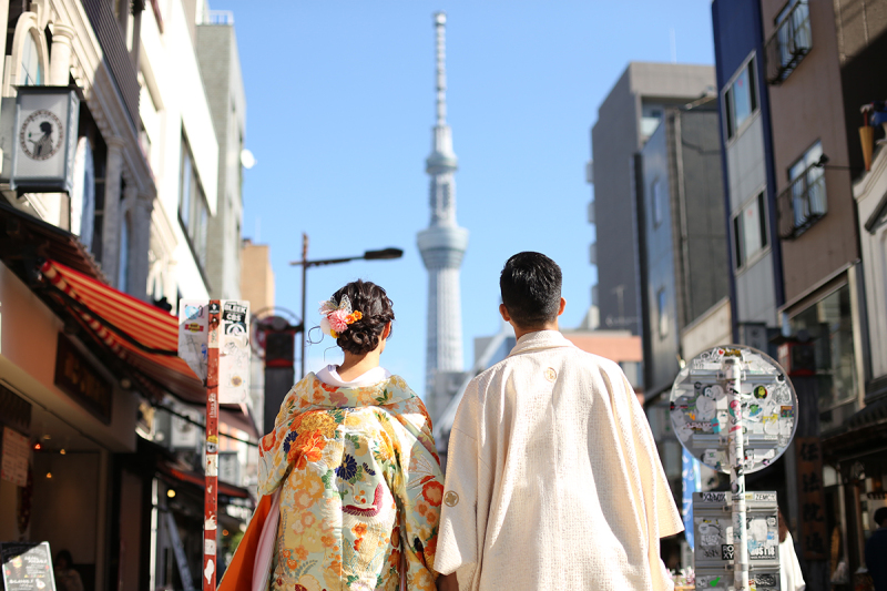 スカイツリーと一緒に撮影