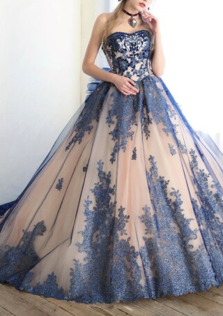 3280　ネイビーシックドレス★3