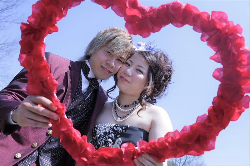 青空の下で撮影