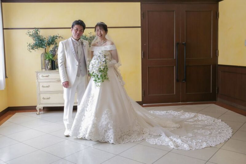 チャペル前でまずパシャリ！