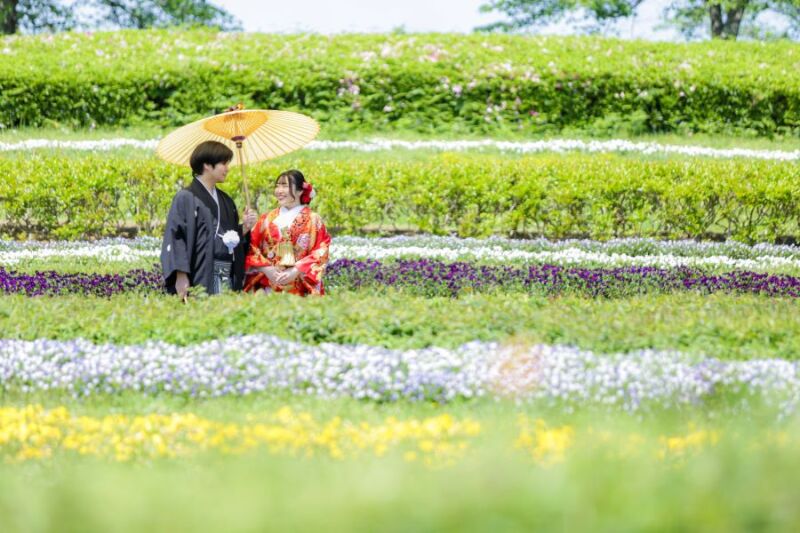 お花に囲まれて