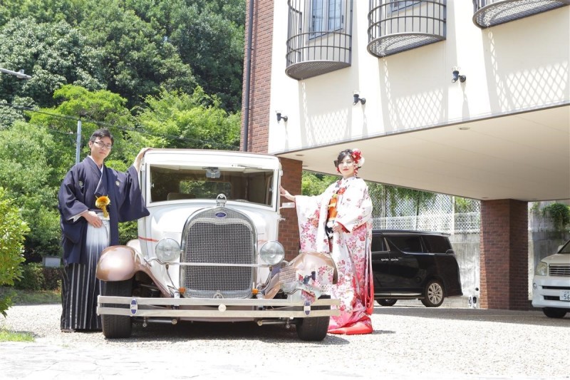 愛車と和洋装撮影